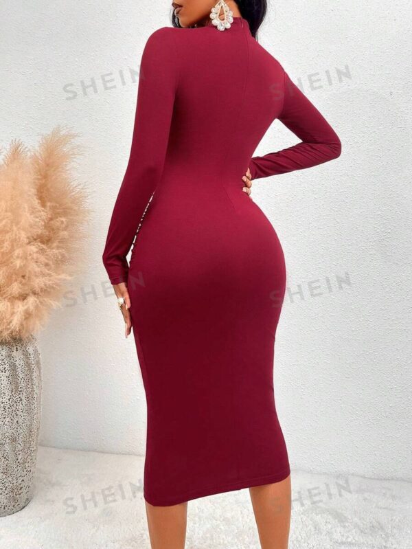 SHEIN Slayr Mock Neck Cut Out Ruched Bodycon Dress - Image 3