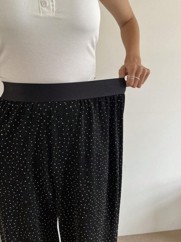 FRIFUL Women's Casual Loose Wide-Leg Trousers With Rhinestone Embellishment - Image 4