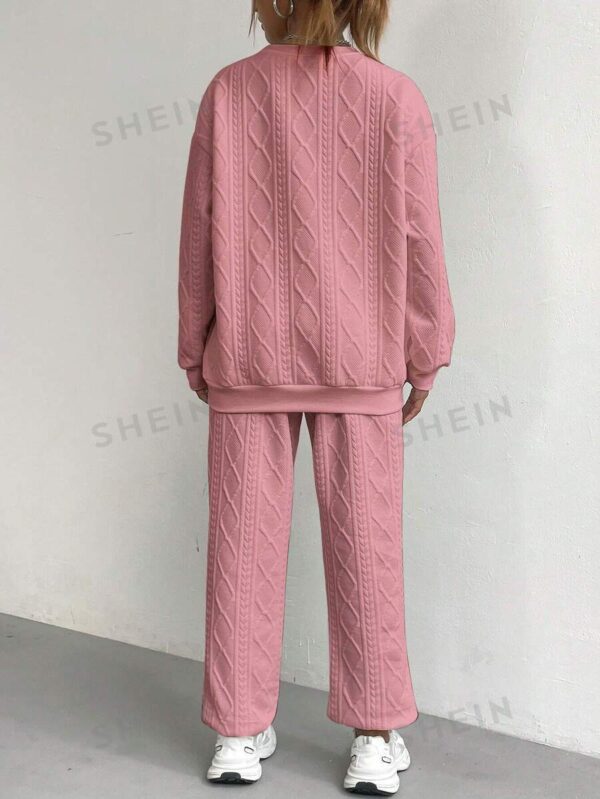 SHEIN Streecool Kids Women'S Letter Patch Sweatshirt And Sweatpants Two Piece Set With Round Neck - Image 3