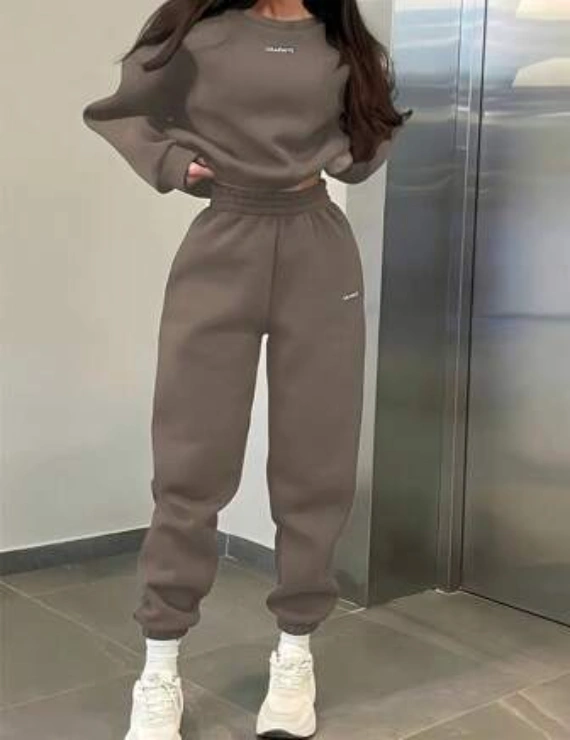 INAWLY 2pcs Women's Casual Letter Print Sweatshirt And Sweatpants Set